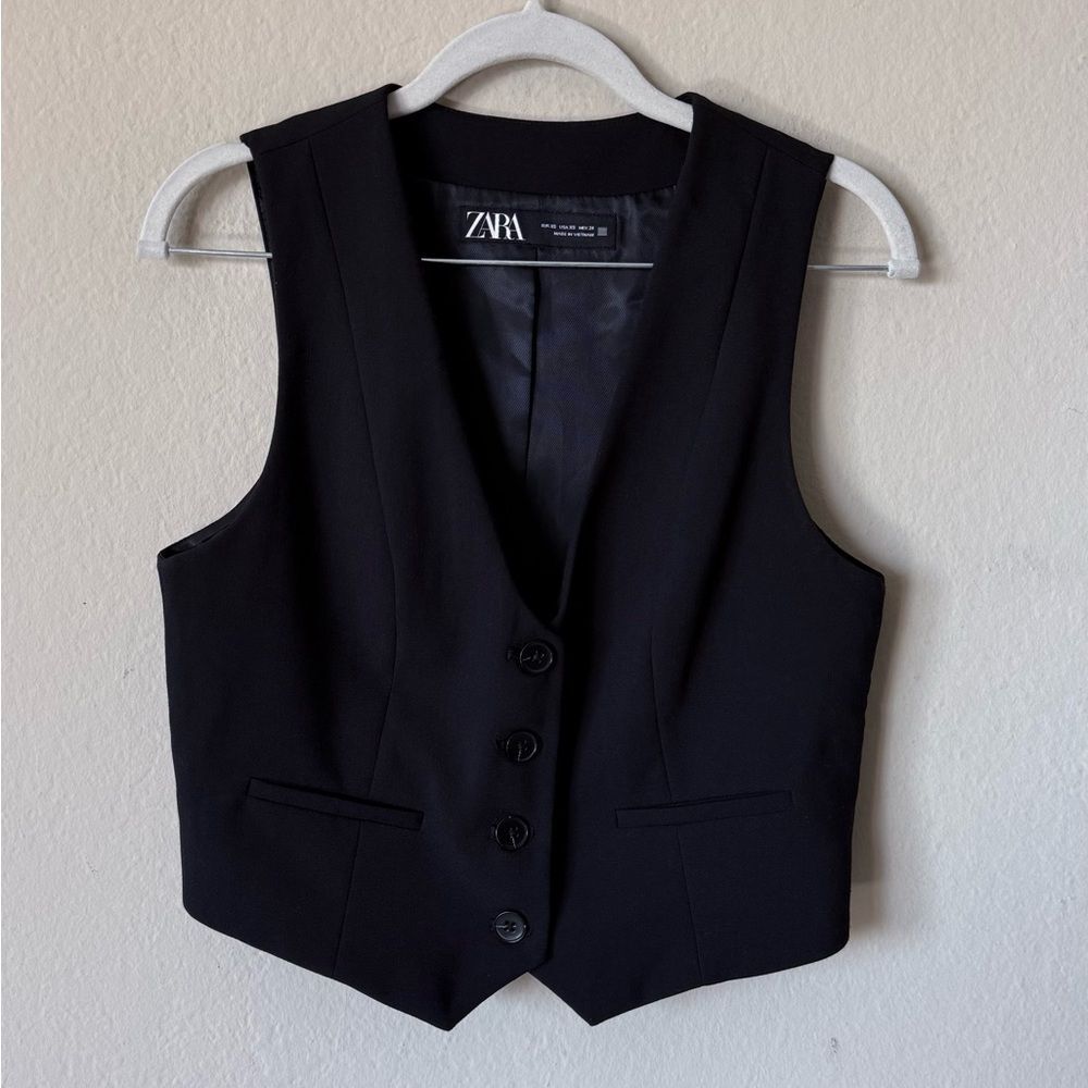 Zara Black Vest Lined Blazer Size XS - Picture 11 of 11